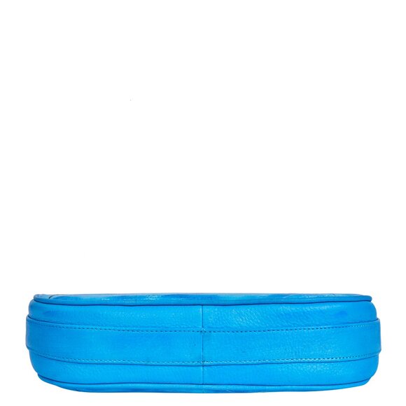 Hand-Painted Ladies Hobo Shoulder Bag –Ocean Blue Leather Tote Sling Bag Handbag - Picture 6 of 9